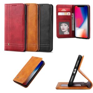 for iphone xs max samsung huawei phone case leather phone case 360° anti-impact calf pattern phone back cover support 2pcs delivery