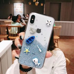 for iphone xs max xr phone case new fashion glitter pink ocean soft phone case support 2pcs delivery