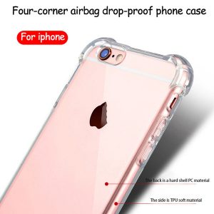 for iphone xs max xr phone case thickened acrylic tpu transparent soft four-corner airbag anti-fall shell support 10pcs delivery