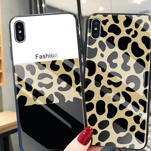 for iphone xs xr phone case tempered glass mobile phone case leopard protective cover support 2pcs delivery