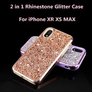 for iphone xs xr xs max premium bling 2 in 1 luxury diamond rhinestone glitter back cover phone case for s9 s9plus cases