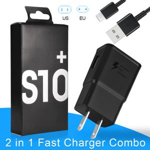 for s10 2 in 1 charger kit fast charging usb wall charger ac charge with type c cable travel adapter for samsung s10 s9 plus note 10 plus