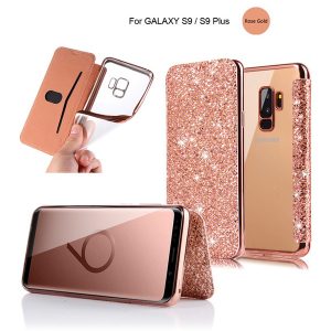 for samsung note10 s9 s8 plus luxury flip flash phone case tpu pu soft back cover for iphone 11 pro xs max xr