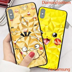 for samsung phone case diamond texture tempered glass phone case cartoon creative painted drop-proof cover support retail/wholesale