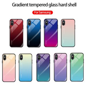 for samsung phone case gradient tempered glass mobile phone shell anti-fall gradient protective cover support retail/wholesale