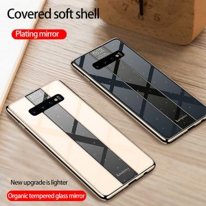 for samsung phone case new laser galvanized tempered glass shell soft edge anti-fall protection cover support retail/wholesale