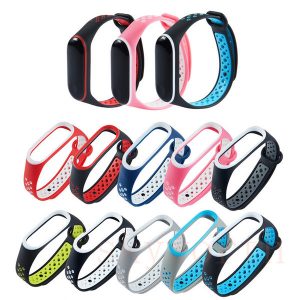 for xiaomi mi band 3 4 silicone bands dual color strap smart watch band contrast color , no fitness tracker