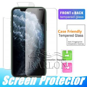 front and back rear tempered glass for new iphone 11 pro max xr xs max x 8 plus screen protector protective film transparent without package