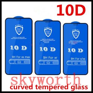 full adhesive glue 10d curved tempered glass for iphone x xs max xr 6s 7 8 plus screen protector cover full 3d film