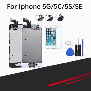 full assembly lcd screen for iphone 5 / 5c / 5s / se lcd display lcd touch screen digitizer full replacement pantalla + button + camera