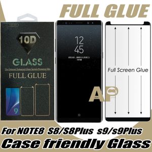 full glue case friendly tempered glass screen protector for samsung galaxy s10 s9 s8 note 9 10 plus with retail package