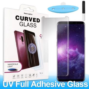 full glue curved edge glass for samsung s9 note 10 s10 liquid dispersion tech with uv light tempered glass with retail box