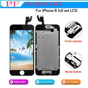 full set screen lcd for iphone 6 screen lcd replacement display complete assembly with home button front camera+back plate