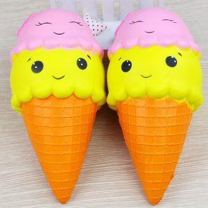 giant 18cm smile face ice cream squishy double head torch slow rising cone jumbo squeeze decompression toys dhl 50pcs