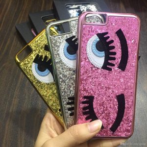 glitter powder fashion chiara ferragni bling big eyes eyelashes pc plating back cover phone cases for iphone x xs max xr 8 7 6 6s plus