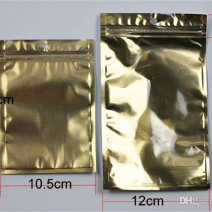 golden silver aluminum foil / clear resealable valve zipper plastic retail pack package bag zip lock bag retail packaging 16*24 14*20 5000