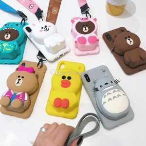 good quality 3d cartoon totoro cony sally zipper wallet cute cartoon soft silicone phone case for iphone 6 6s plus 7 8 plus x xr xs max