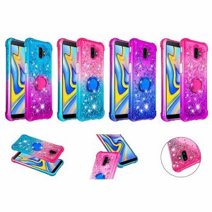 gradient quicksand phone case for samsung galaxy j6 premiu plus bling liquid sand diamond ring stand gradient tpu cases for galaxy a20 a30