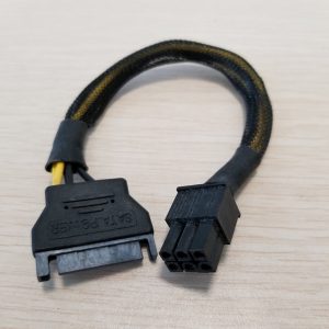 graphics card 6pin male to sata 15pin adapter power extension cable wiht black net cover 20cm