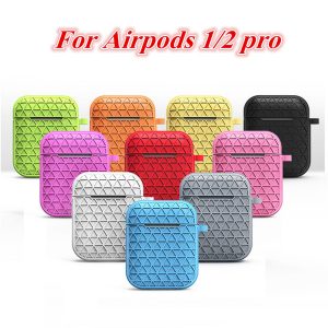 grid silicone tpu bluetooth wireless earphone case protective cover skin accessories for apple airpods charging box with hook