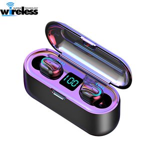 hbq q32 bluetooth earphones tws 5.0v waterproof hd stereo wireless earbuds noise cancelling gaming headset led power display