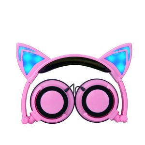 headphones new explosion models children's cartoon cat ears head band luminous foldable headphones 2pcs delivery