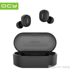 high 50pcs qcy t2c tws bluetooth earphones binaural wireless earbuds - black