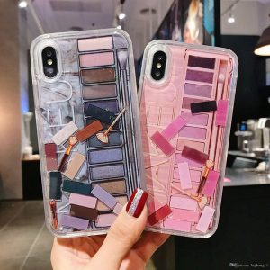 high quicksand liquid case for iphone xs max xr 7 8plus cosmetics eye shadow box cute covers