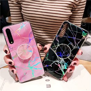 holo cover phone holder stand marble case for iphone 11 pro xs max samsung galaxy s10 plus s20 ultra note 10 a50 a70