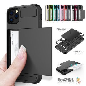 hybrid armor tpu pc wallet slide card case for iphone 11 pro max xr xs x 8 7 6 samsung s6 s7 s8 s9 s10 5g plus s10e note 9 10 10+ a7 a9 2018