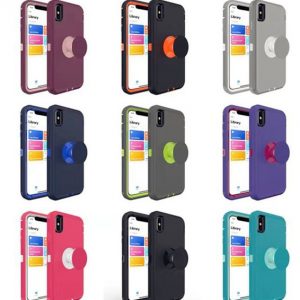 hybrid robot 3-in-1 shockproof scratchproof defender case with pop holder for iphone xr x/xs max 6s+ 7 8 plus case ing