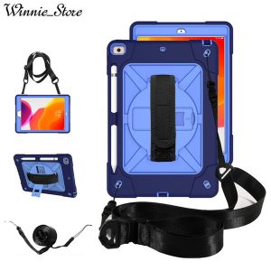 hybrid shockproof should strap hand strap pen holder case for new ipad 7th gen 10.2 mini 4/5 air 2/pro 9.7 for samsung t515 t510 t290