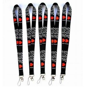 i love jesus styles neck lanyard for mp3/4 cell phone id card key chain straps black fashion good quality