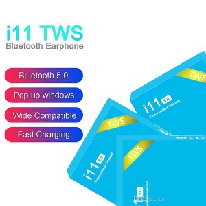 i11 tws wireless bluetooth headphones earbuds with pop up window twins mini earbuds for aphone ios android i11 5.0 touch blue box