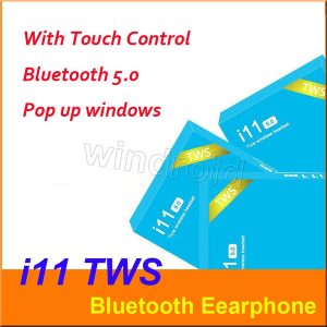 i11 tws wireless headphones bluetooth 5.0 ture stereo earphones wireless headset earbuds with touch control siri for smartphones blue box