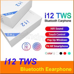 i12 tws bluetooth 5.0 wireless bluetooth headphones support pop up window earphones colorful touch control wireless headset earbuds