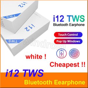 i12 tws bluetooth 5.0 wireless bluetooth headphones support pop up window earphones colorful touch control wireless headset earbuds cheap