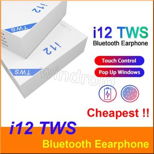 i12 tws bluetooth 5.0 wireless bluetooth headphones support pop up window earphones colorful touch control wireless headset earbuds sale