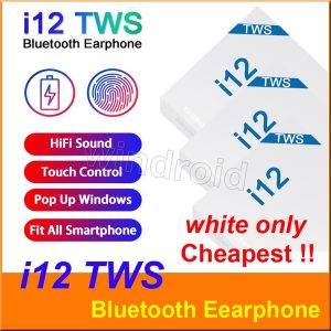 i12 tws bluetooth 5.0 wireless bluetooth headphones support pop up window earphones touch control wireless headset earbuds white