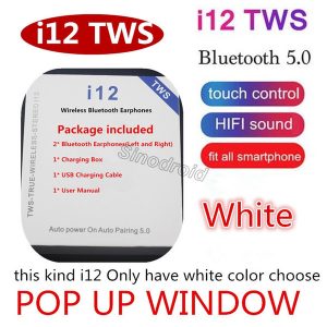 i12 tws v5.0 touch with popup window true headphones wireless stereo earbuds touch control wireless earphone i12 tws earbuds for cell phones