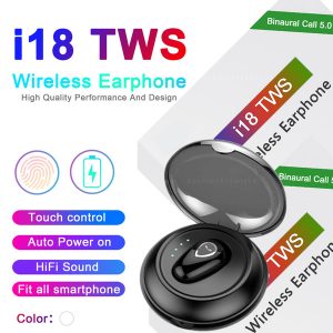 i18 tws touch 5.0 wireless bluetooth headphones stereo earphones auto power on auto paring fast delivery