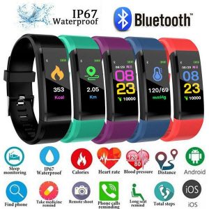 id 115plus smart fitness bracelet tracker 115 plus colorful screen blood pressure heart rate monitor women watch for iphone xiaomi