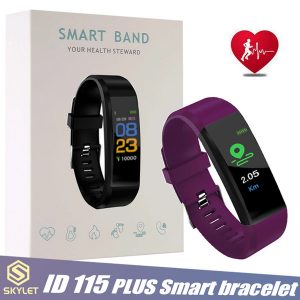 id115 plus smart bracelet fitness tracker smart watch heart rate health monitor smart wristband universal android cellphones with retail box