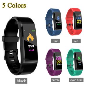 id115 plus smart bracelet heart rate blood pressure monitor fitness tracker sleep pedometer waterproof wristband for ios android in box