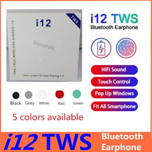 in-ear i12 tws wireless earbuds bluetooth 5.0 earphones stereo noise reduction headset wireless sports headphones with charging case 50pcs