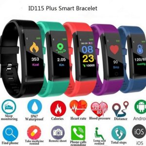 lcd screen id115 plus smart bracelet fitness tracker pedometer watch band heart rate blood pressure monitor smart wristband