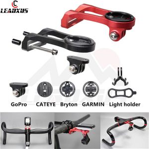 leadxus 3 in 1 bike computer mount for garmin cat eye bryton bicycle computer holder gps go pro sports camera light cnc process