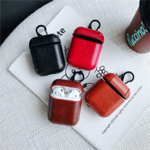 leather case for apple airpods pro 3 2 earphones protector pu cover anti lost hook clasp keychain shockproof pouch