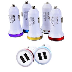 led car charger 2-port dual usb car charger 2.1a+1a car charger for iphone samsung mp3 gps smart phone