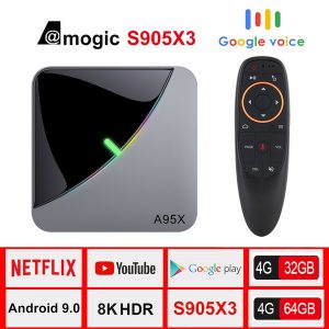 lemado a95xf3 air tv box android 9.0 amlogic s905x3 rgb light 4g 64g support 2.4g/5g wifi usb 3.0 8k youtube android tv box 9.0